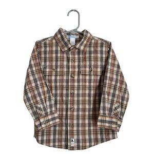 Janie And Jack Multicolor Plaid Button Down Casual Shirt Long Sleeve 3T